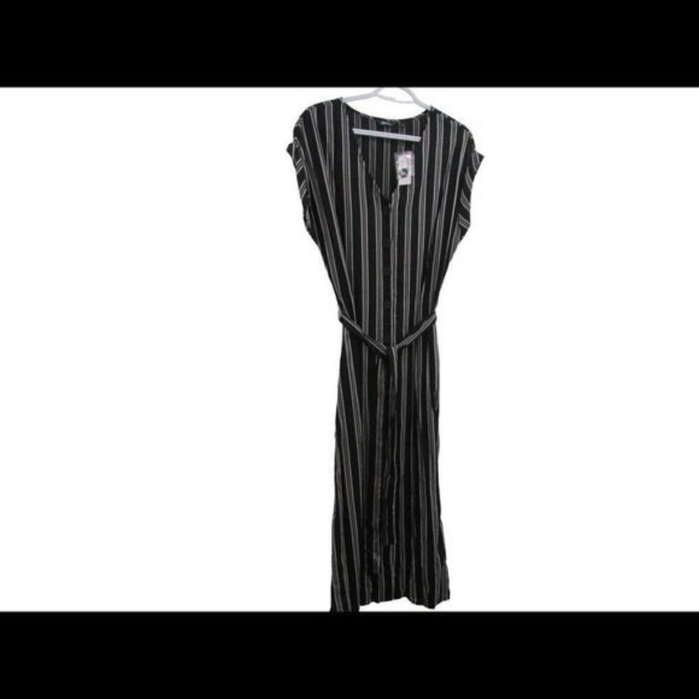 NWT Reitmans Womens Black Striped Short Sleeve V Neck Mai Dress Size Small​​​